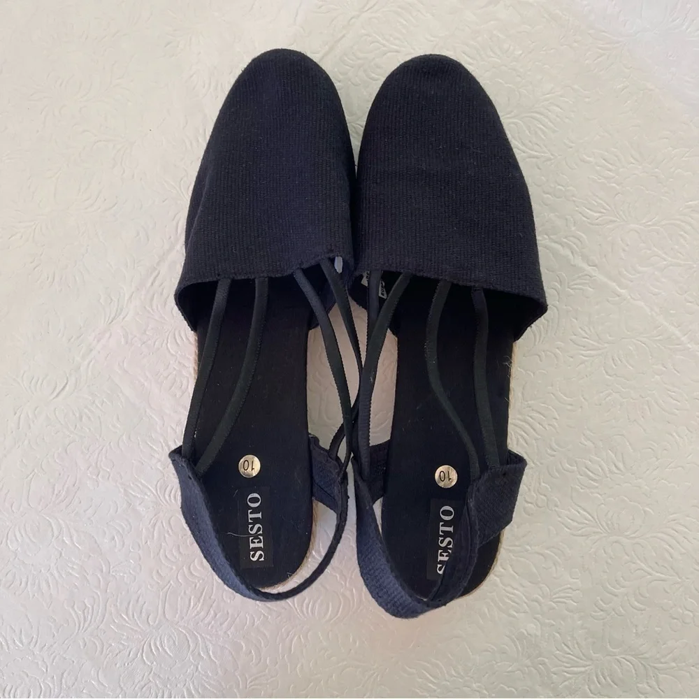 NWOB Sesto Meucci Black Canvas Espadrilles Made in Spain 10